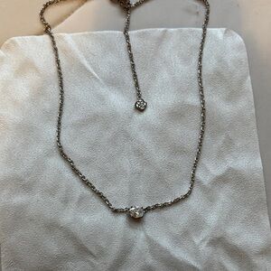 Kendra Scott Silver Necklace with Clear Crystal Pendant